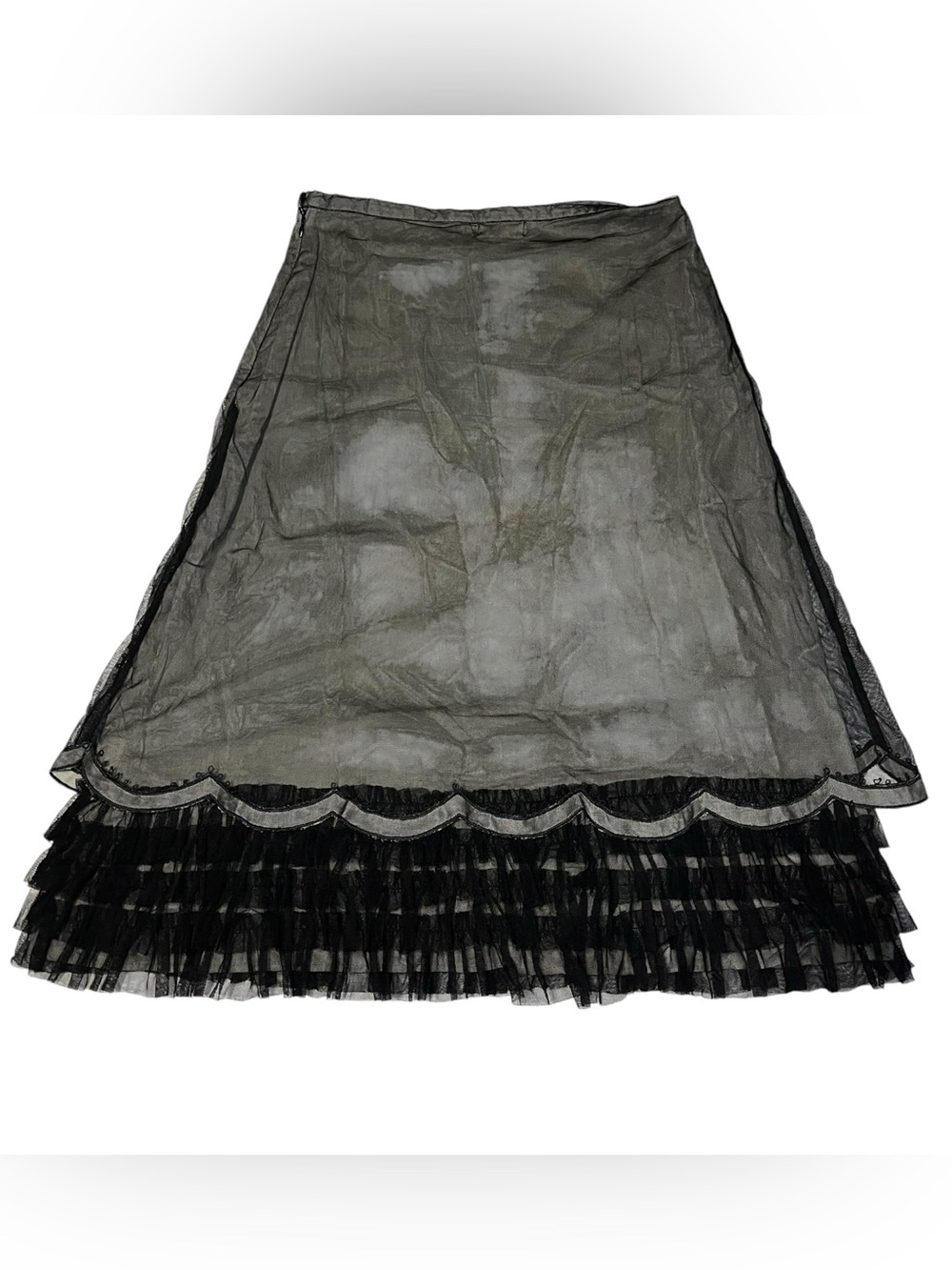 Age of Love by Naraya Sheer Black Tiered Hem A-Line Skirt